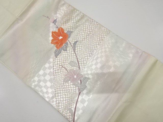 枝花模様織り出し名古屋帯